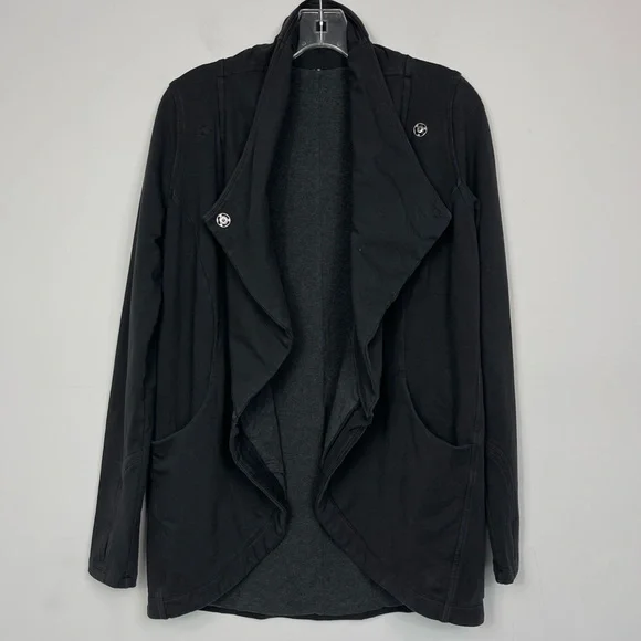 Lululemon Rulu Rally Wrap Black 6 Jacket Cardigan Sweater Snap Button Closure - Picture 8 of 16